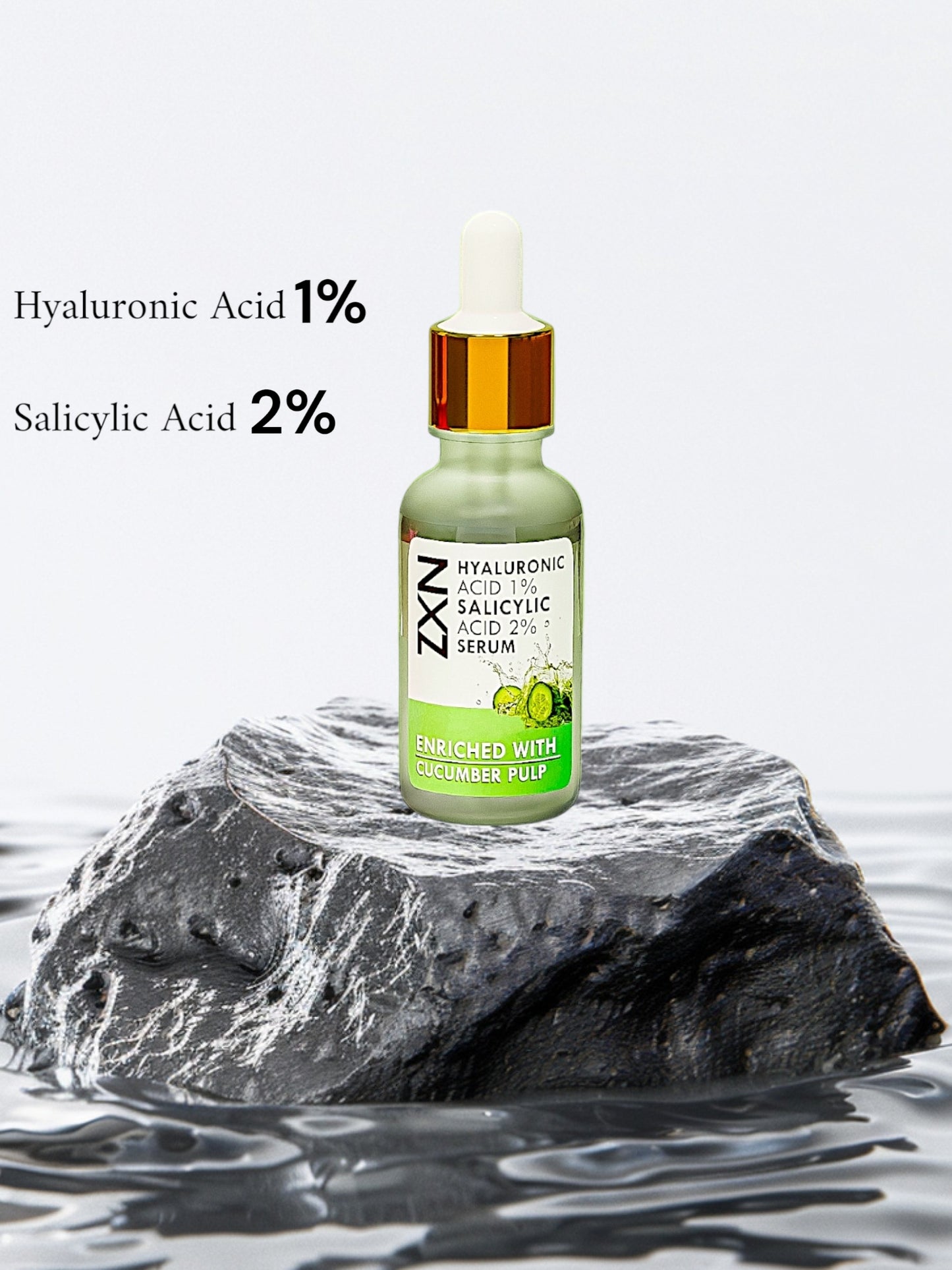 HYALURONIC ACID 1% SALICYLIC ACID 2% Enriched with Cucumber Pulp Face Serum