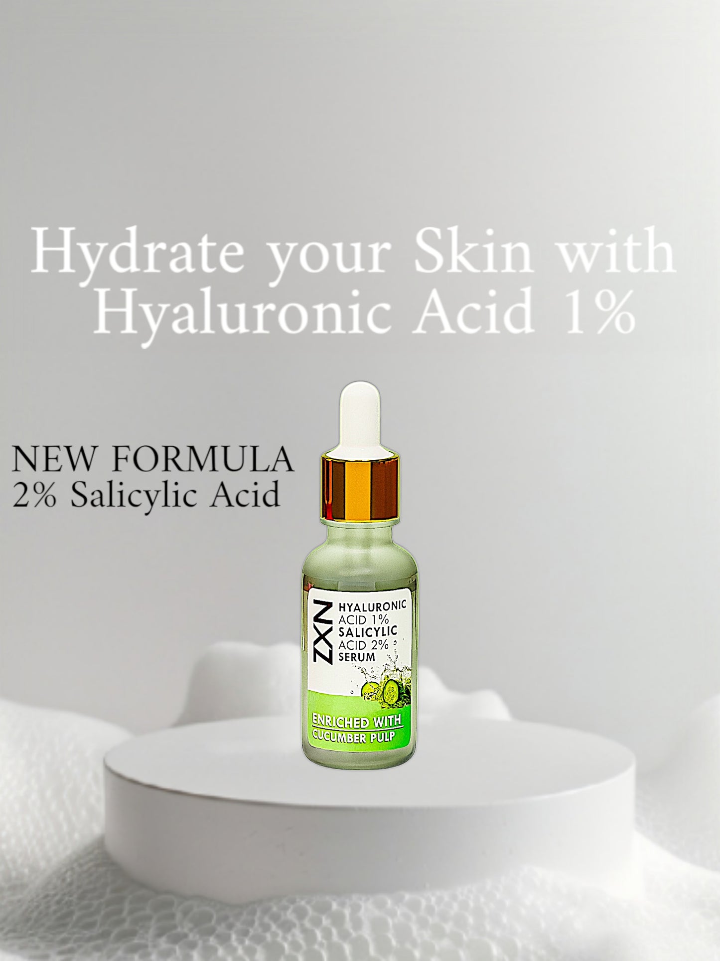 HYALURONIC ACID 1% SALICYLIC ACID 2% Enriched with Cucumber Pulp Face Serum